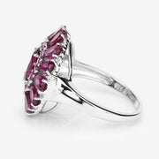 Bids.com 6.19 Carat Genuine Rhodolite and White Topaz .925 Sterling Silver Ring Rings