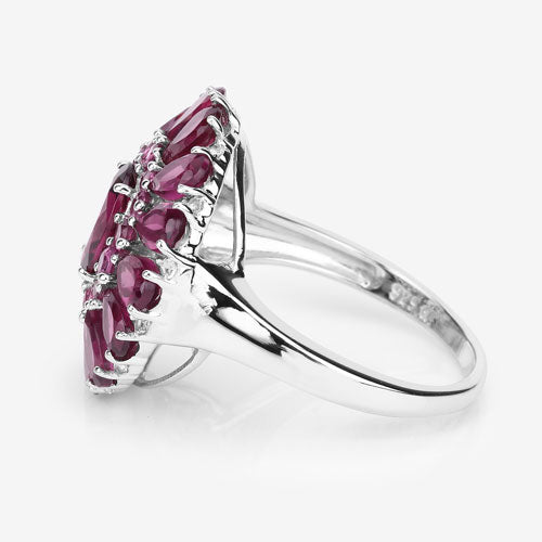 Bids.com 6.19 Carat Genuine Rhodolite and White Topaz .925 Sterling Silver Ring Rings