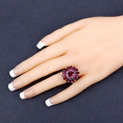 Bids.com 6.19 Carat Genuine Rhodolite and White Topaz .925 Sterling Silver Ring Rings