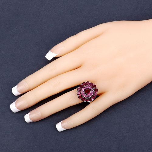 Bids.com 6.19 Carat Genuine Rhodolite and White Topaz .925 Sterling Silver Ring Rings