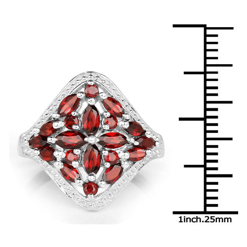 Bids.com 2.24 Carat Genuine Garnet .925 Sterling Silver Ring Rings