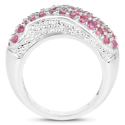 Bids.com 1.81 Carat Genuine Ruby and White Zircon .925 Sterling Silver Ring Rings
