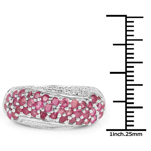 Bids.com 1.81 Carat Genuine Ruby and White Zircon .925 Sterling Silver Ring Rings