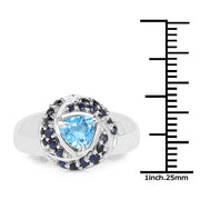 Bids.com 1.61 Carat Genuine Swiss Blue Topaz & Blue Sapphire .925 Sterling Silver Ring Rings