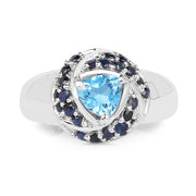 Bids.com 1.61 Carat Genuine Swiss Blue Topaz & Blue Sapphire .925 Sterling Silver Ring Rings