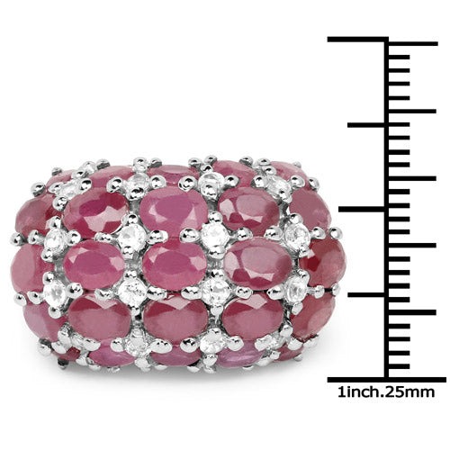Bids.com 8.54 Carat Glass Filled Ruby and White Topaz .925 Sterling Silver Ring Rings