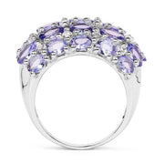 Bids.com 7.29 Carat Genuine Tanzanite and White Topaz .925 Sterling Silver Ring Rings