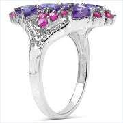 Bids.com 2.58 Carat Genuine Amethyst & Ruby .925 Sterling Silver Ring Rings
