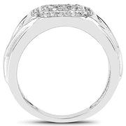 Bids.com 14K White Gold Plated 0.24 Carat Genuine White Diamond .925 Sterling Silver Ring Rings