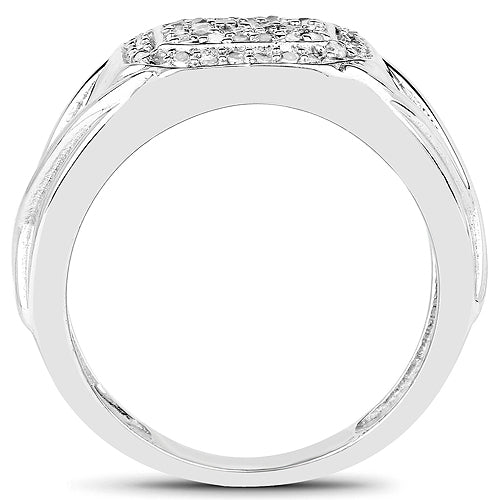 Bids.com 14K White Gold Plated 0.24 Carat Genuine White Diamond .925 Sterling Silver Ring Rings