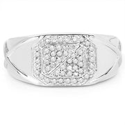 Bids.com 14K White Gold Plated 0.24 Carat Genuine White Diamond .925 Sterling Silver Ring Rings