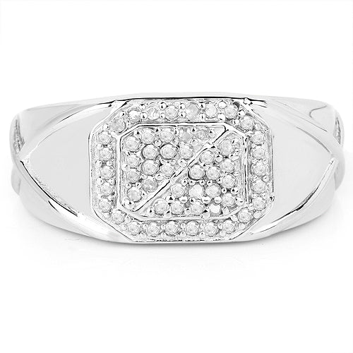 Bids.com 14K White Gold Plated 0.24 Carat Genuine White Diamond .925 Sterling Silver Ring Rings