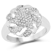 Bids.com 14K Yellow Gold Plated 0.28 Carat Genuine White Diamond .925 Sterling Silver Ring Rings