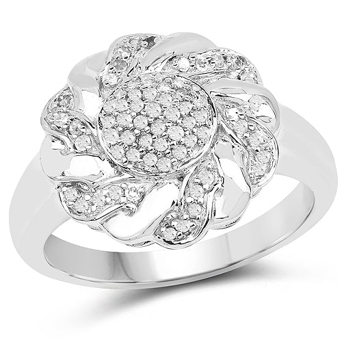 Bids.com 14K Yellow Gold Plated 0.28 Carat Genuine White Diamond .925 Sterling Silver Ring Rings