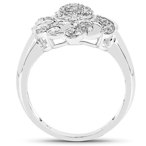 Bids.com 14K Yellow Gold Plated 0.28 Carat Genuine White Diamond .925 Sterling Silver Ring Rings