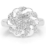 Bids.com 14K Yellow Gold Plated 0.28 Carat Genuine White Diamond .925 Sterling Silver Ring Rings