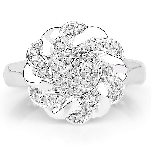 Bids.com 14K Yellow Gold Plated 0.28 Carat Genuine White Diamond .925 Sterling Silver Ring Rings