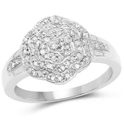 Bids.com 14K Yellow Gold Plated 0.29 Carat Genuine White Diamond .925 Sterling Silver Ring Rings