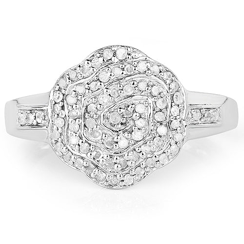 Bids.com 14K Yellow Gold Plated 0.29 Carat Genuine White Diamond .925 Sterling Silver Ring Rings