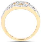 Bids.com 14K Yellow Gold Plated 0.26 Carat Genuine White Diamond .925 Sterling Silver Ring Rings