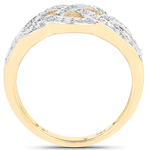 Bids.com 14K Yellow Gold Plated 0.26 Carat Genuine White Diamond .925 Sterling Silver Ring Rings
