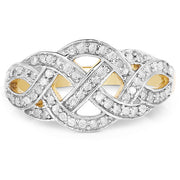 Bids.com 14K Yellow Gold Plated 0.26 Carat Genuine White Diamond .925 Sterling Silver Ring Rings