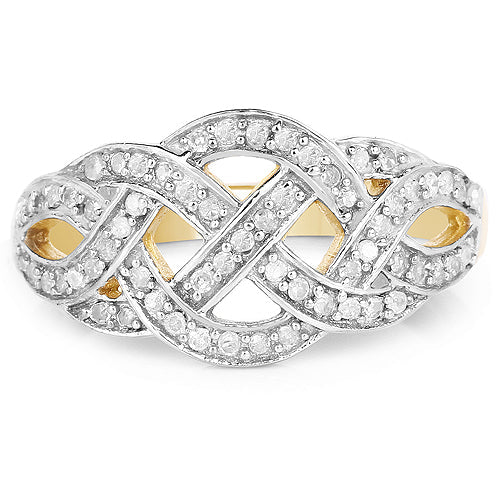 Bids.com 14K Yellow Gold Plated 0.26 Carat Genuine White Diamond .925 Sterling Silver Ring Rings