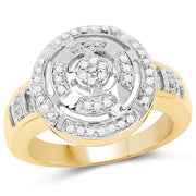 Bids.com 14K Yellow Gold Plated 0.21 Carat Genuine White Diamond .925 Sterling Silver Ring Rings