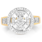 Bids.com 14K Yellow Gold Plated 0.21 Carat Genuine White Diamond .925 Sterling Silver Ring Rings