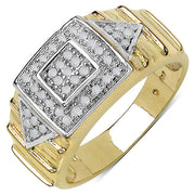 Bids.com 14K Yellow Gold Plated 0.21 Carat Genuine White Diamond .925 Sterling Silver Ring Rings