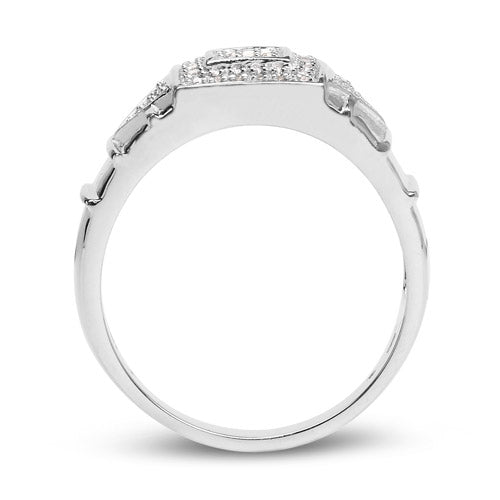 Bids.com 14K White Gold Plated 0.21 Carat Genuine White Diamond .925 Sterling Silver Ring Rings