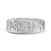 Bids.com 14K White Gold Plated 0.21 Carat Genuine White Diamond .925 Sterling Silver Ring Rings