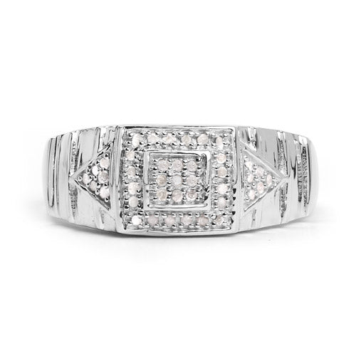 Bids.com 14K White Gold Plated 0.21 Carat Genuine White Diamond .925 Sterling Silver Ring Rings