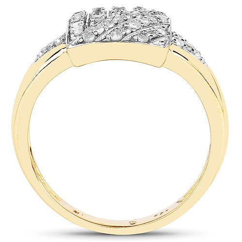 Bids.com 14K Yellow Gold Plated 0.23 Carat Genuine White Diamond .925 Sterling Silver Ring Rings