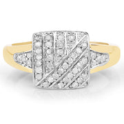 Bids.com 14K Yellow Gold Plated 0.23 Carat Genuine White Diamond .925 Sterling Silver Ring Rings