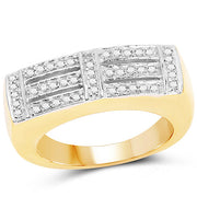 Bids.com 14K Yellow Gold Plated 0.25 Carat Genuine White Diamond .925 Sterling Silver Ring Rings