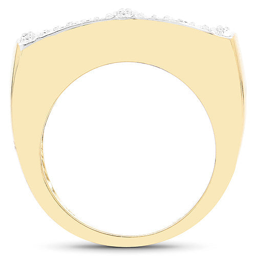 Bids.com 14K Yellow Gold Plated 0.25 Carat Genuine White Diamond .925 Sterling Silver Ring Rings