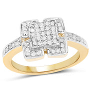 Bids.com 14K Yellow Gold Plated 0.24 Carat Genuine White Diamond .925 Sterling Silver Ring Rings