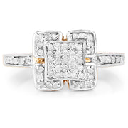 Bids.com 14K Yellow Gold Plated 0.24 Carat Genuine White Diamond .925 Sterling Silver Ring Rings