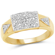 Bids.com 14K Yellow Gold Plated 0.21 Carat Genuine White Diamond .925 Sterling Silver Ring Rings