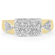 Bids.com 14K Yellow Gold Plated 0.21 Carat Genuine White Diamond .925 Sterling Silver Ring Rings
