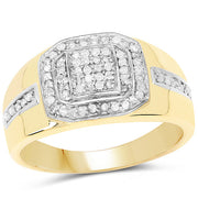 Bids.com 14K Yellow Gold Plated 0.29 Carat Genuine White Diamond .925 Sterling Silver Ring Rings
