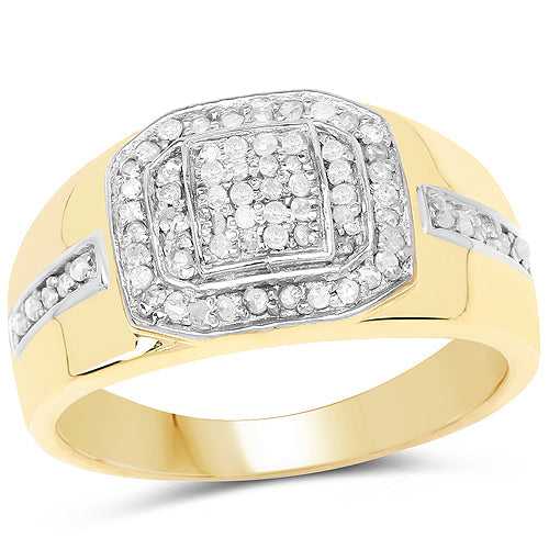 Bids.com 14K Yellow Gold Plated 0.29 Carat Genuine White Diamond .925 Sterling Silver Ring Rings