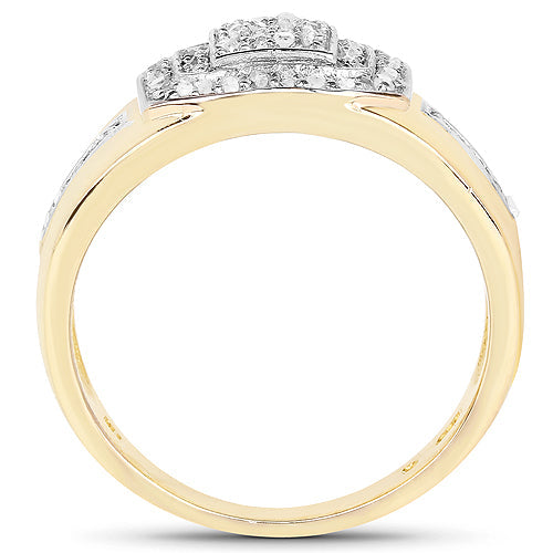 Bids.com 14K Yellow Gold Plated 0.29 Carat Genuine White Diamond .925 Sterling Silver Ring Rings