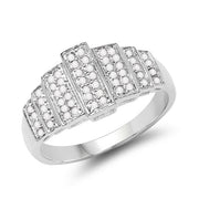 Bids.com 14K White Gold Plated 0.26 Carat Genuine White Diamond .925 Sterling Silver Ring Rings