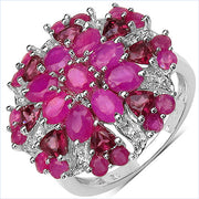 Bids.com 3.90 Carat Genuine Ruby & Rhodolite .925 Sterling Silver Ring Rings