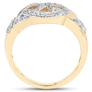 Bids.com 14K Yellow Gold Plated 0.21 Carat Genuine White Diamond .925 Sterling Silver Ring Rings