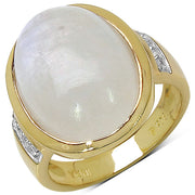 Bids.com 14.12 Carat Genuine White Rainbow Moonstone and White Topaz .925 Sterling Silver Ring Rings