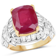 Bids.com 14K Yellow Gold Plated 10.76 Carat Glass Filled Ruby and White Topaz .925 Sterling Silver Ring Rings