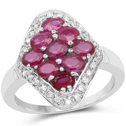 Bids.com 2.12 Carat Genuine Glass Filled Ruby & White Zircon .925 Sterling Silver Ring Rings